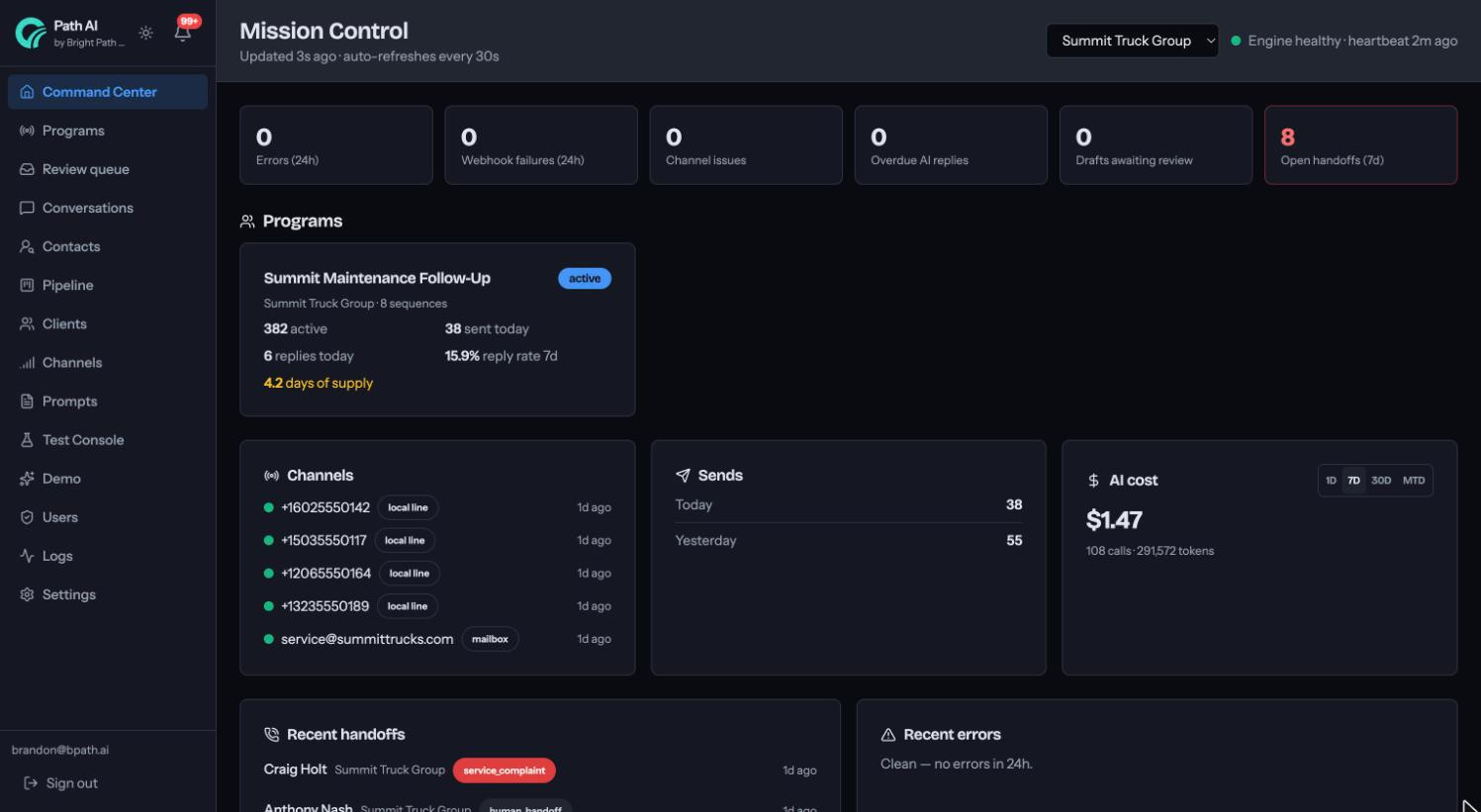 The Path AI portal command center